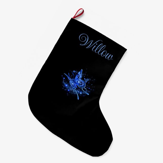 Personalised Lunar Moth  Large Christmas Stocking (Front (Hanging))