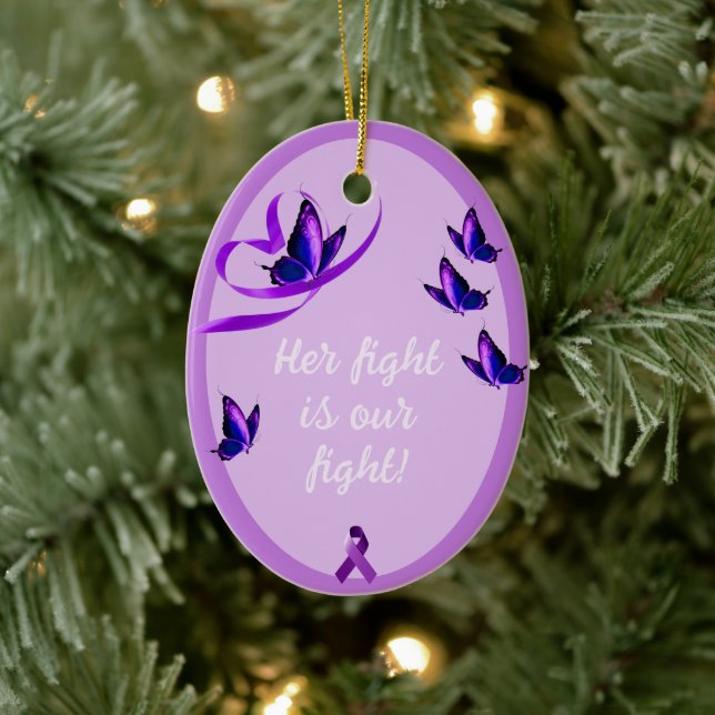 Personalised Lupus Support Purple Heart Ceramic Or Tree Decoration (Tree)
