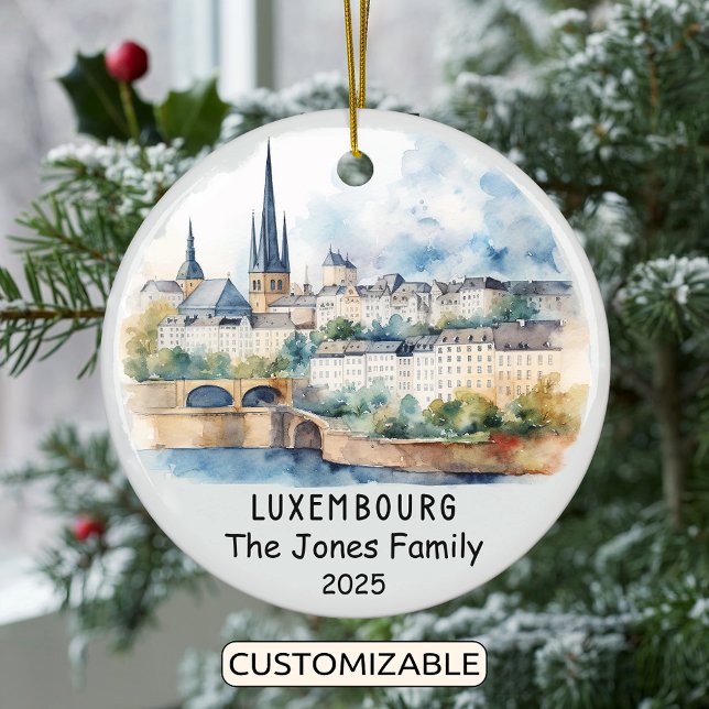 Personalised Luxembourg Ornament, Europe Ceramic Tree Decoration (Creator Uploaded)