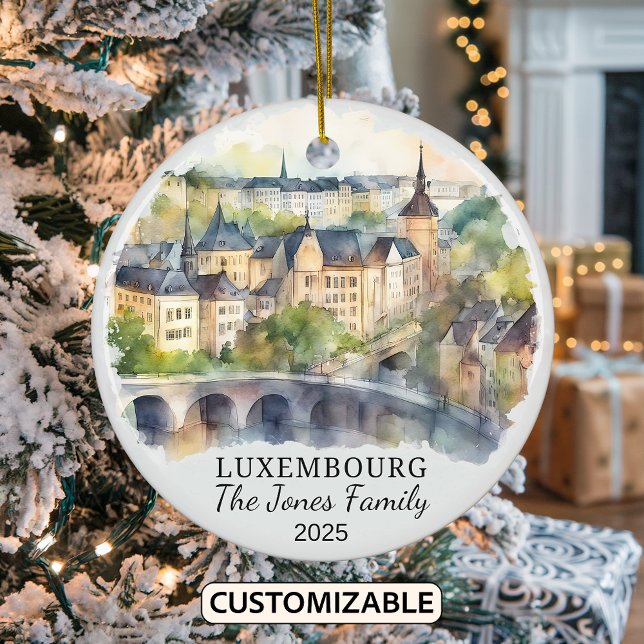 Personalised Luxembourg Ornament, Luxembourg Gift Ceramic Tree Decoration (Creator Uploaded)