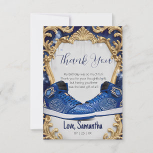 Personalised Luxurious Birthday Sneaker Ball Party Thank You Card