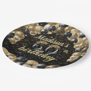 Personalised Luxury 60th Birthday Balloon Paper Pl Plate