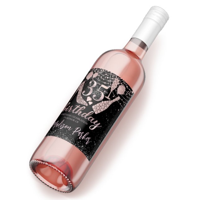 Personalised Luxury Glitter 35th Birthday  Wine Label (Creator Uploaded)