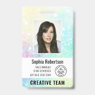 Personalised Luxury Glitter Employee Photo ID Badge