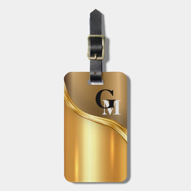 Personalised Luxury Look Modern Golden Luggage Tag (Front Vertical)