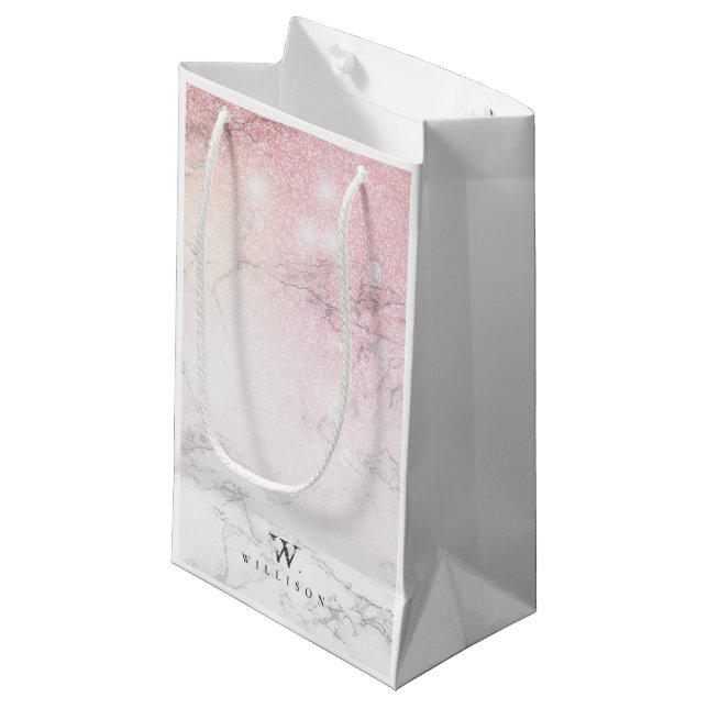 Personalised Luxury Marble Small Gift Bag (Front Angled)