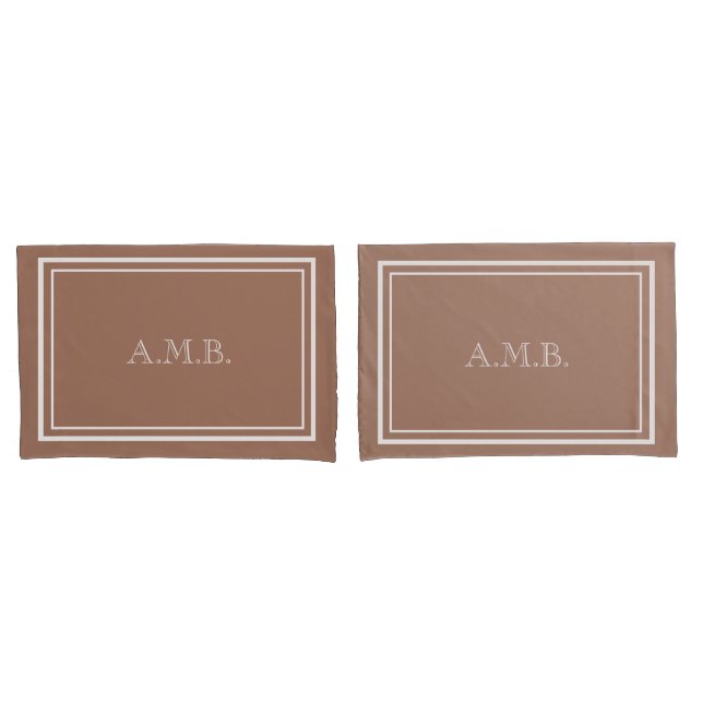 Personalised Luxury Mocha Monogram Standard Pillowcase (Front-Set)