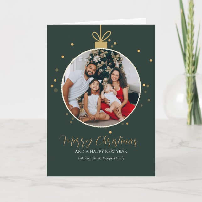 Personalised luxury modern family photo Christmas  Card (Front)