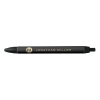 Personalised Luxury Round Monogram Black Ink Pen
