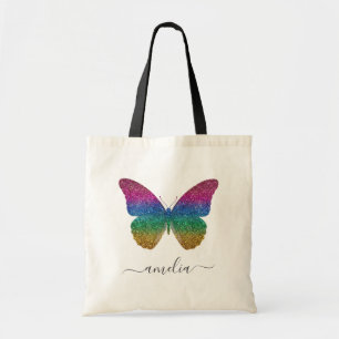 Personalised Luxury Sparkling Glitter Butterfly    Tote Bag