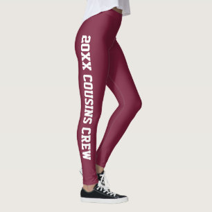 Personalised Luxury Velvet Burgundy Family Reunion Leggings