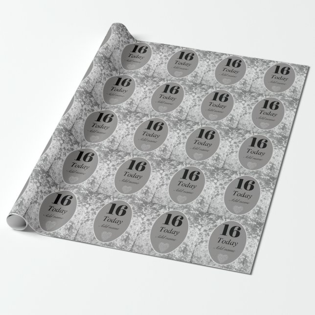 Personalised luxury velvet wrapping paper 16th (Unrolled)