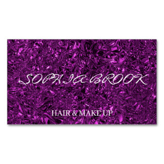 Personalised luxury violet crushed foil magnetic business card