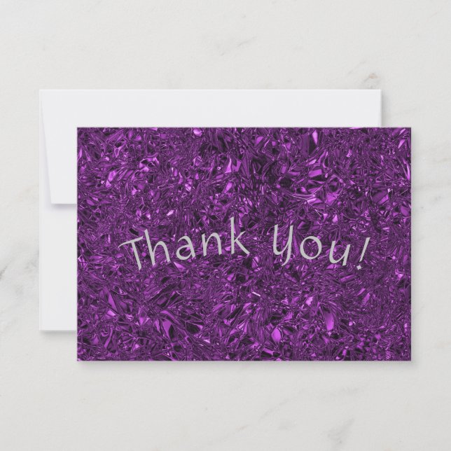 Personalised luxury violet crushed foil thank you card (Front)