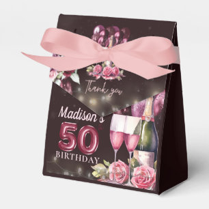 Personalised Luxury Wine & Balloons 50th Birthday Favour Box