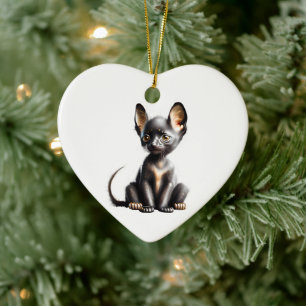 Personalised Lykoi Kitten Ceramic Tree Decoration
