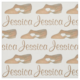 Personalised Lyrical Dancer Tan Dance Class Shoe Fabric