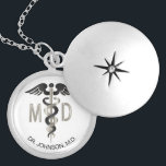 Personalised - M.D. Medical Symbol Caduceus Locket Necklace<br><div class="desc">Personalised M.D. Medical Symbol Caduceus Necklace ready for you to personalise. ✔Note: Not all template areas need changed. 📌If you need further customisation, please click the "Click to Customise further" or "Customise or Edit Design"button and use our design tool to resize, rotate, change text colour, add text and so much...</div>
