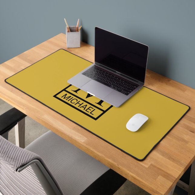 Personalised M Gold Gift Bag with Initial & Name Desk Mat (Office 2)