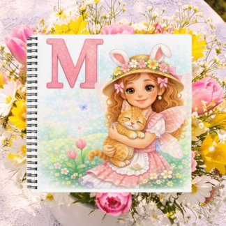 Personalised M Kitten Gift for Girls Notebook