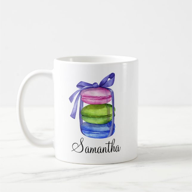 Personalised Macaron Colourful Watercolor Mug (Left)