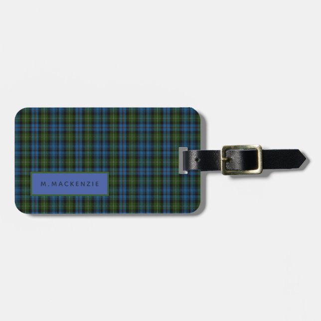 Personalised MacKenzie Tartan Mens Luggage Tag (Front Horizontal)
