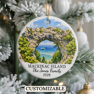 Personalised Mackinac Island, Custom Michigan Ceramic Tree Decoration