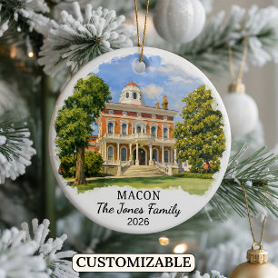 Personalised Macon Ornament, Custom Georgia Ceramic Tree Decoration