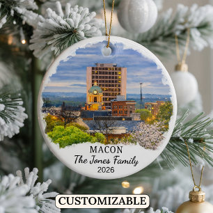 Personalised Macon Ornament, Custom Georgia Ceramic Tree Decoration