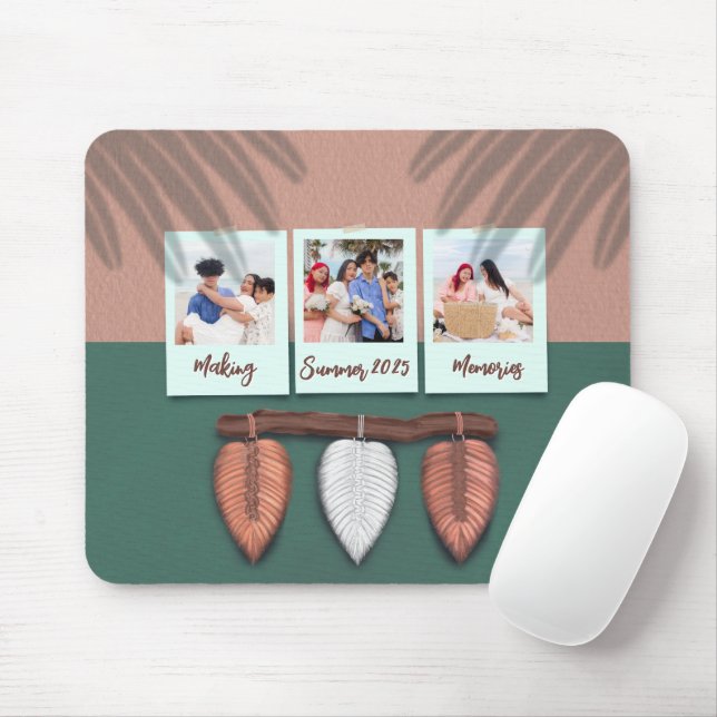 Personalised Macrame Feather Boho  Mousepad (With Mouse)