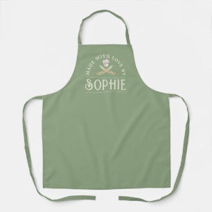 Personalised Made With Love Green Apron