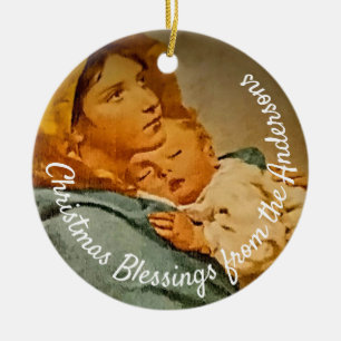 Personalised Madonna and Child Keepsake Ceramic Tree Decoration