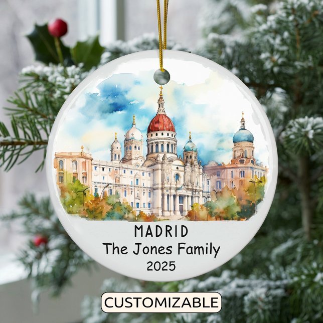 Personalised Madrid Ornament, Spain Ceramic Tree Decoration (Creator Uploaded)