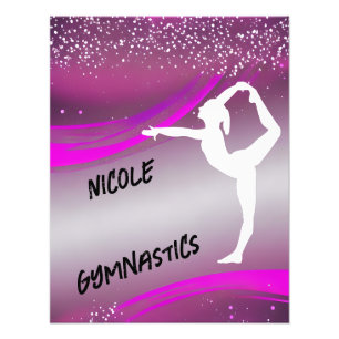 Personalised Magenta Gymnast Silhouette Photo Print