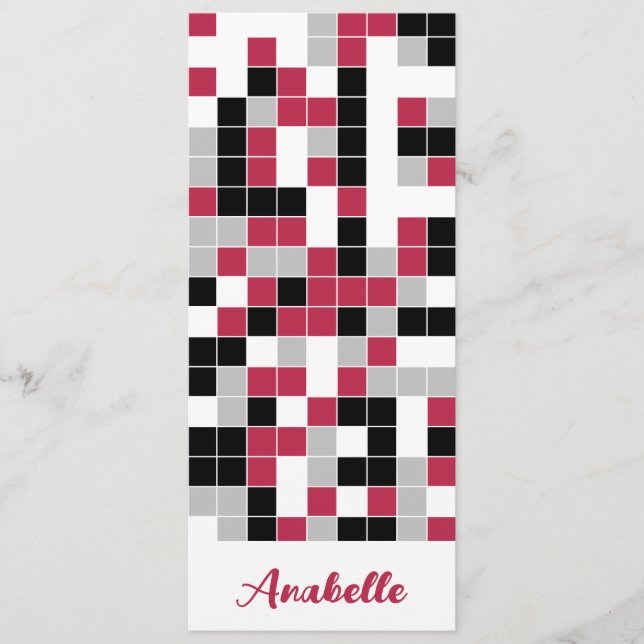 Personalised Magenta Red Geometric Bookmark (Front)