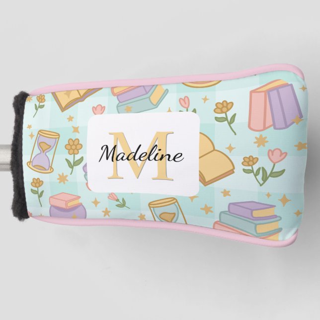 Personalised Magic Books Girly Mint Green School Golf Head Cover (Front)