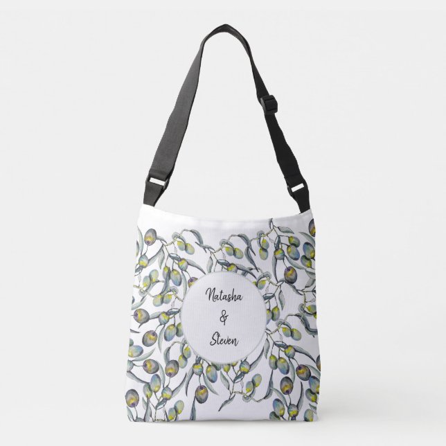 Personalised Magic Olive Watercolor Hand-painted Crossbody Bag (Front)