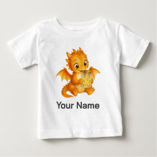 Personalised Magical Dragon Holding Fireflies Jar Baby T-Shirt