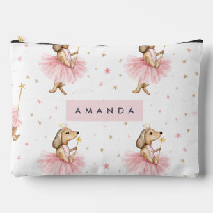 Personalised Magical Fairy Dachshund Dog in Pink Accessory Pouch