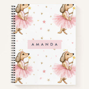 Personalised Magical Fairy Dachshund Dog in Pink  Notebook