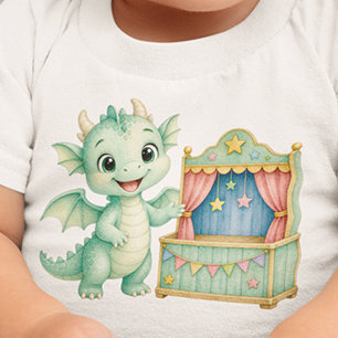 Personalised Magical Little Dragon Puppet Stage Baby T-Shirt