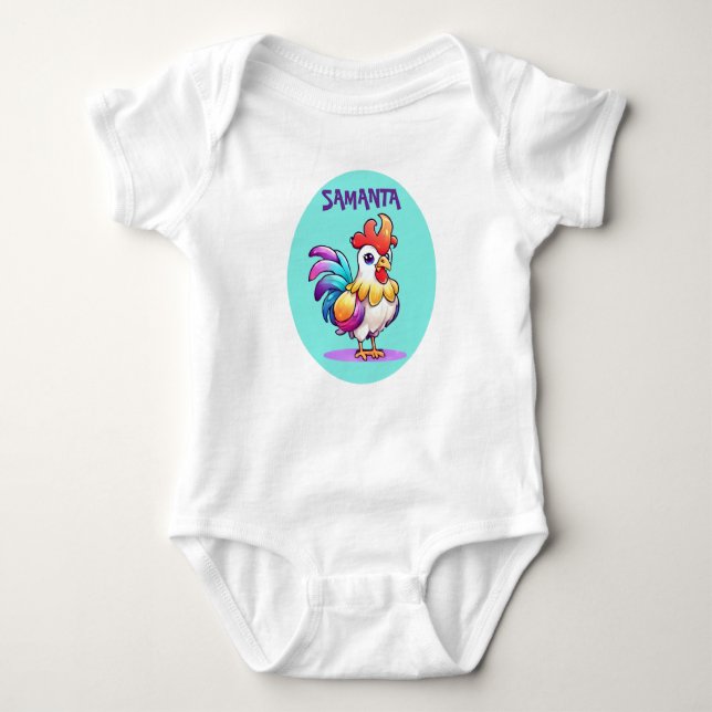 Personalised Magical Rooster Baby Bodysuit (Front)