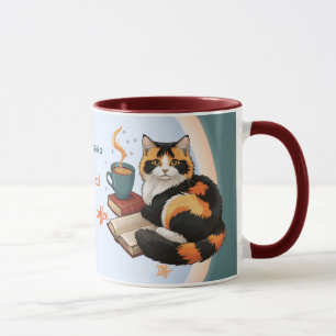 Personalised Magical Teal Calico Cat & Coffee Mug