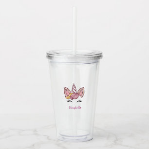 Personalised Magical Tie Dye Unicorn Coquette Bow Acrylic Tumbler