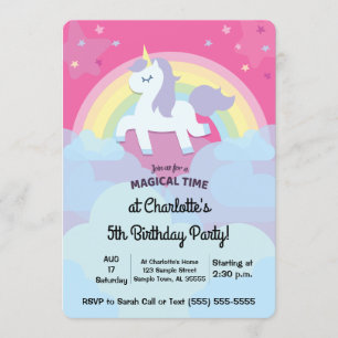 Personalised Magical Unicorn Birthday with Photo Invitation