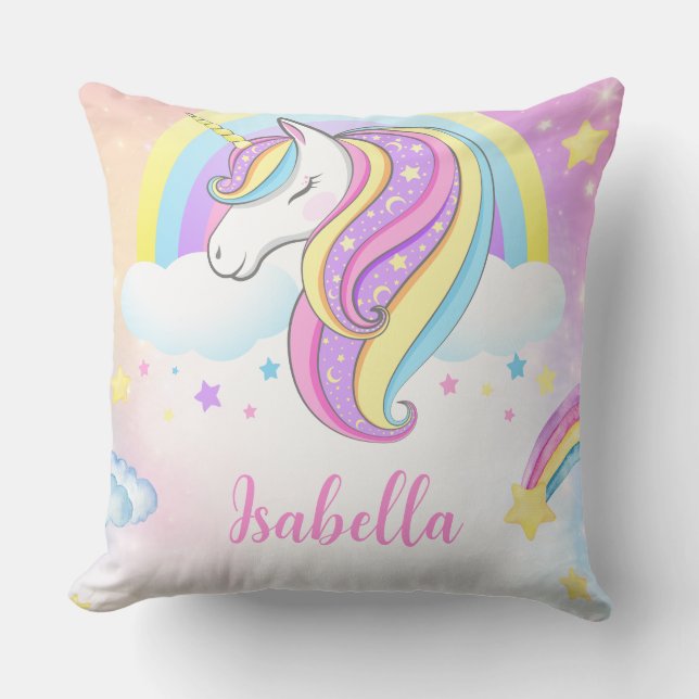 personalised Magical Unicorn Throw Pillow (Front)