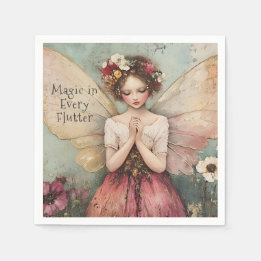 Personalised Magical Whimsical Fairy Flower Garden Napkin