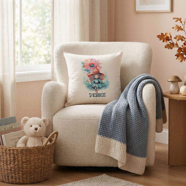Personalised Magical Witch Halloween Kids Cushion (Creator Uploaded)