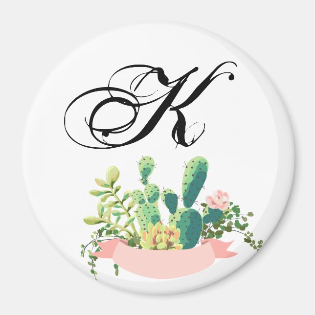Personalised Magnet Bohemian Cactus Succulents Des (Front)