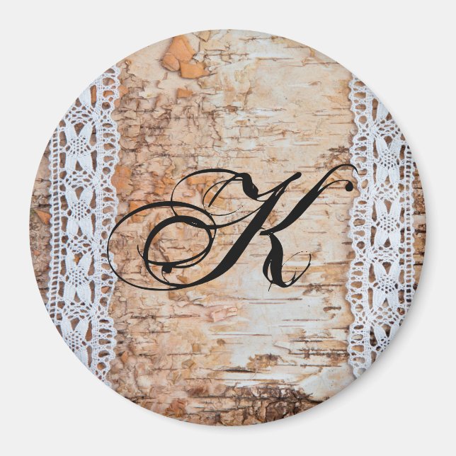Personalised Magnet Country Barn Wood Lace Trim Ed (Front)